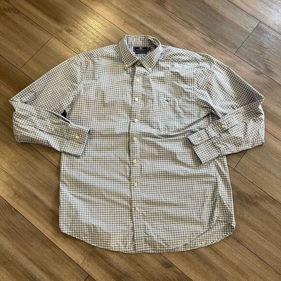 Vineyard Vines‎ Grey Performance Buttonup Shirt Men Large Bin H-22 - Picture 1 of 6